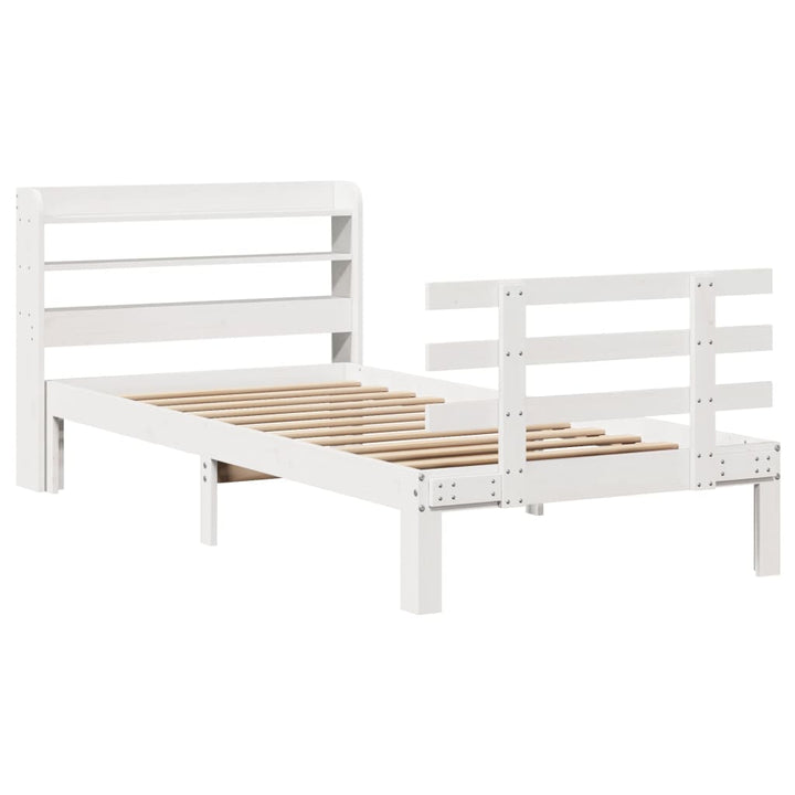 sengeramme med sengegavl 75x190 cm massivt fyrretræ hvid