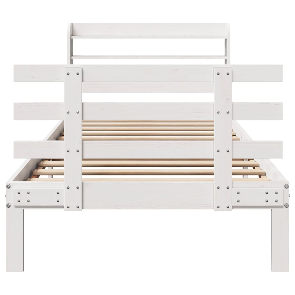 sengeramme med sengegavl 75x190 cm massivt fyrretræ hvid