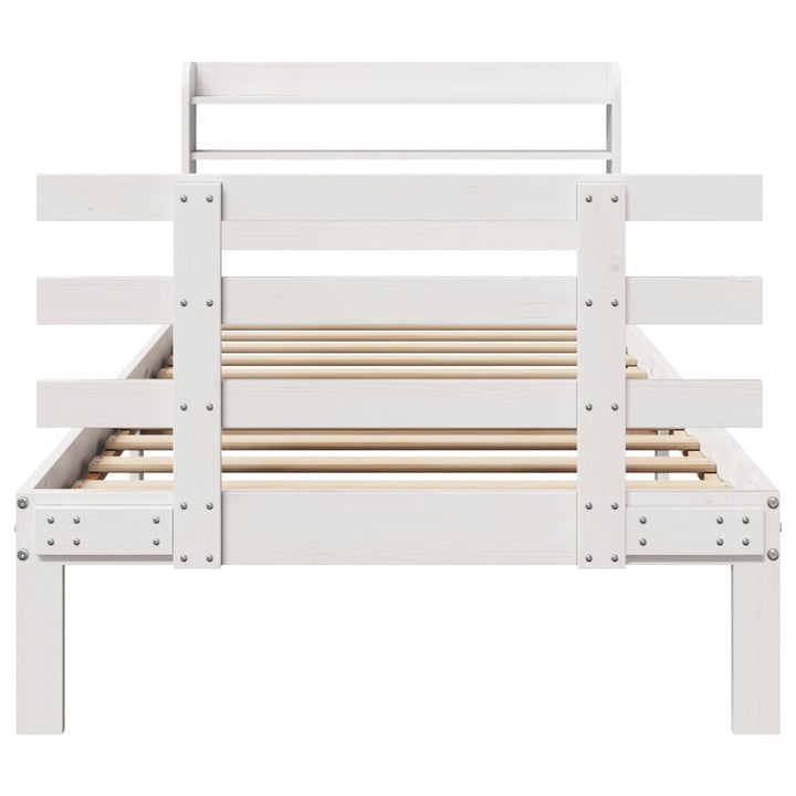 sengeramme med sengegavl 75x190 cm massivt fyrretræ hvid