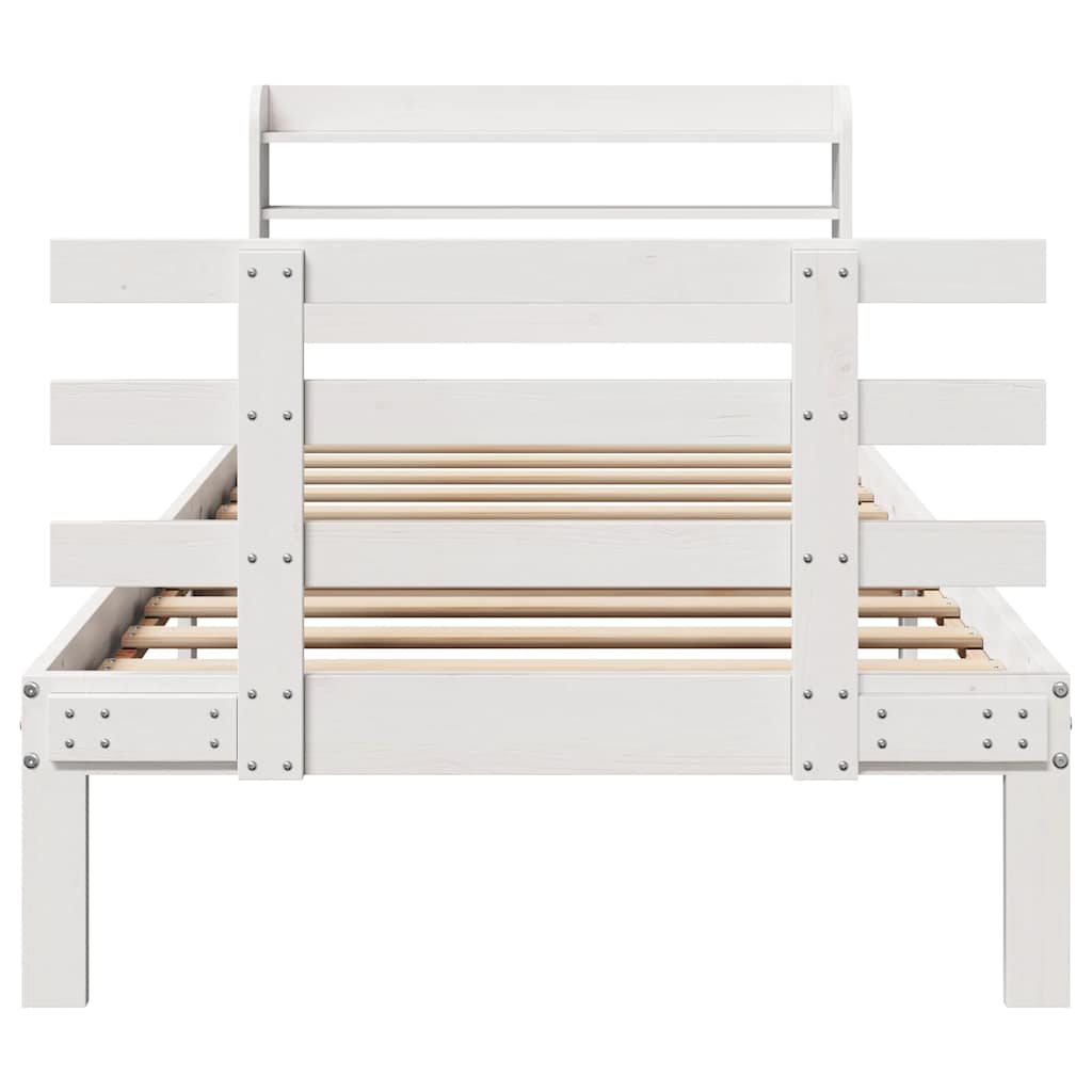 sengeramme med sengegavl 75x190 cm massivt fyrretræ hvid