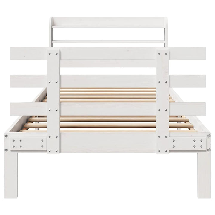 sengeramme med sengegavl 75x190 cm massivt fyrretræ hvid