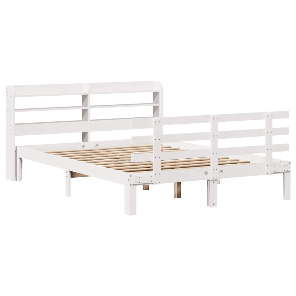 sengeramme med sengegavl 120x190 cm massivt fyrretræ hvid