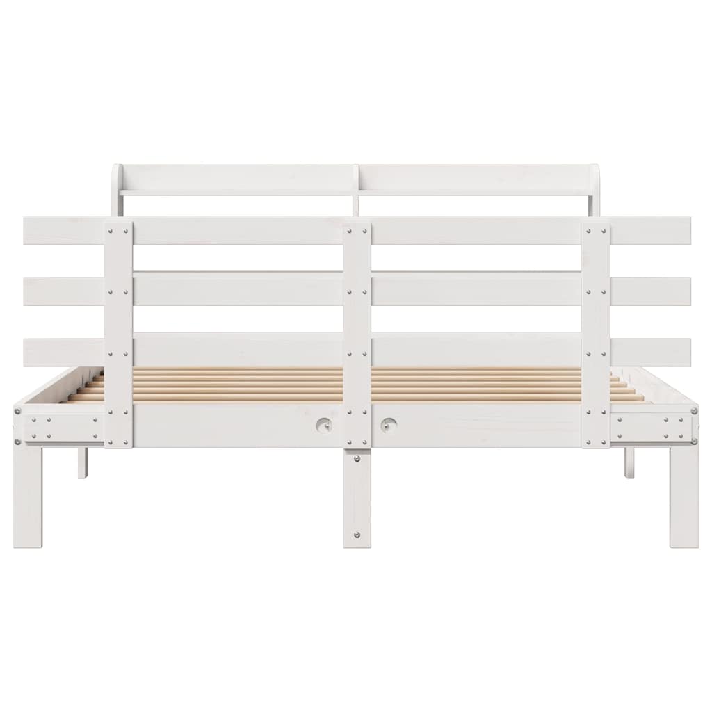 sengeramme med sengegavl 120x190 cm massivt fyrretræ hvid