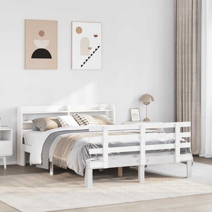 sengeramme med sengegavl 120x190 cm massivt fyrretræ hvid