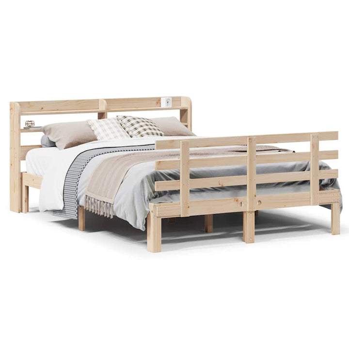 sengeramme med sengegavl 135x190 cm massivt fyrretræ hvid