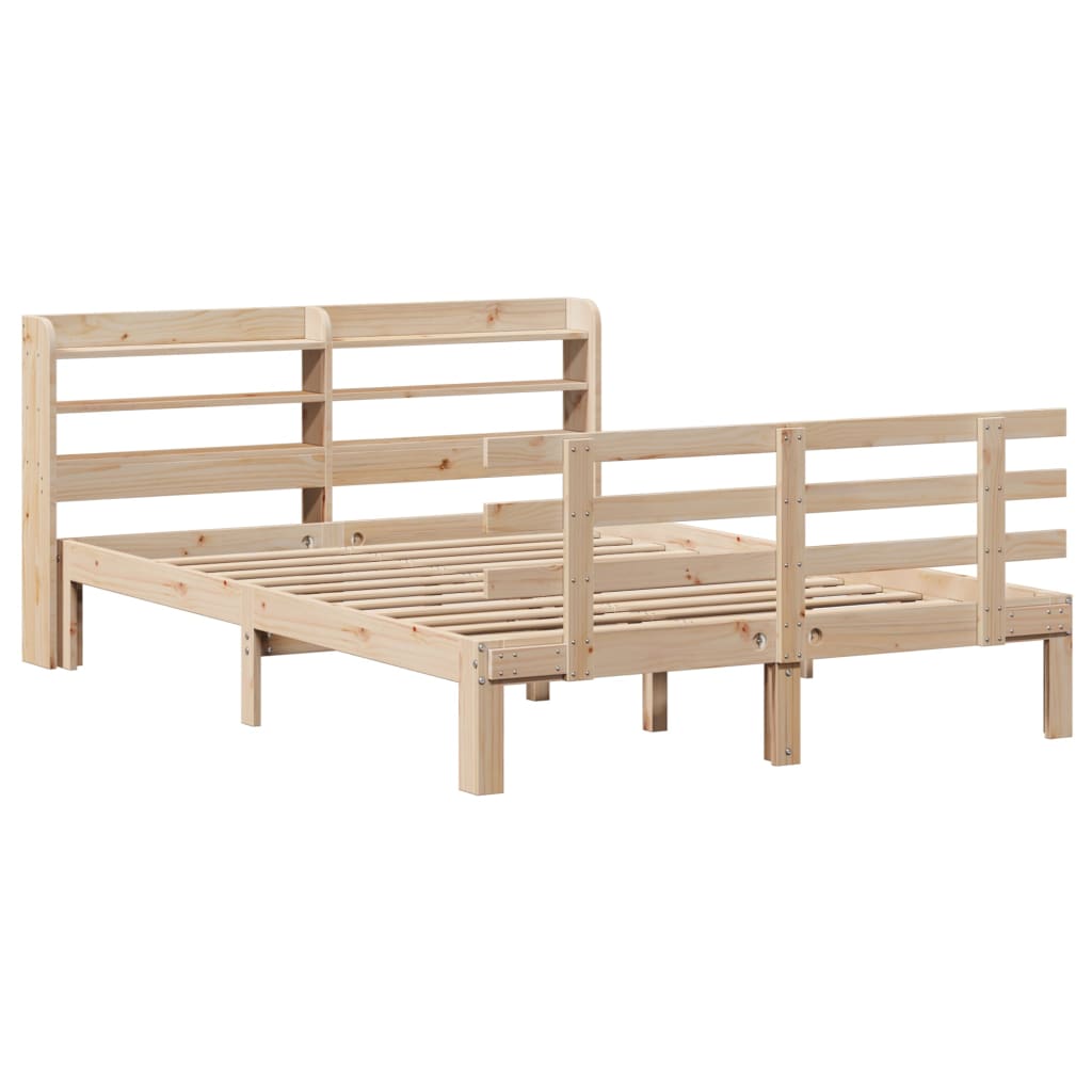 sengeramme med sengegavl 135x190 cm massivt fyrretræ hvid