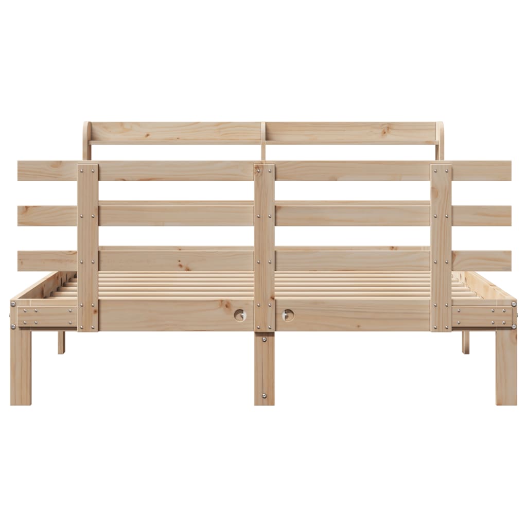 sengeramme med sengegavl 135x190 cm massivt fyrretræ hvid