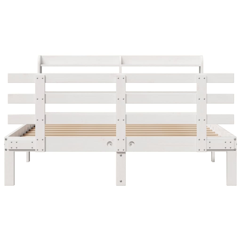 sengeramme med sengegavl135x190 cm massivt fyrretræ hvid