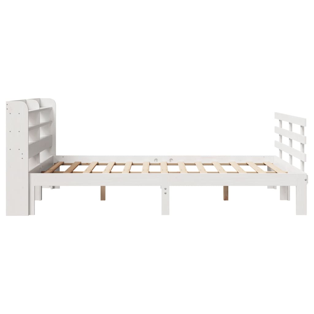 sengeramme med sengegavl135x190 cm massivt fyrretræ hvid