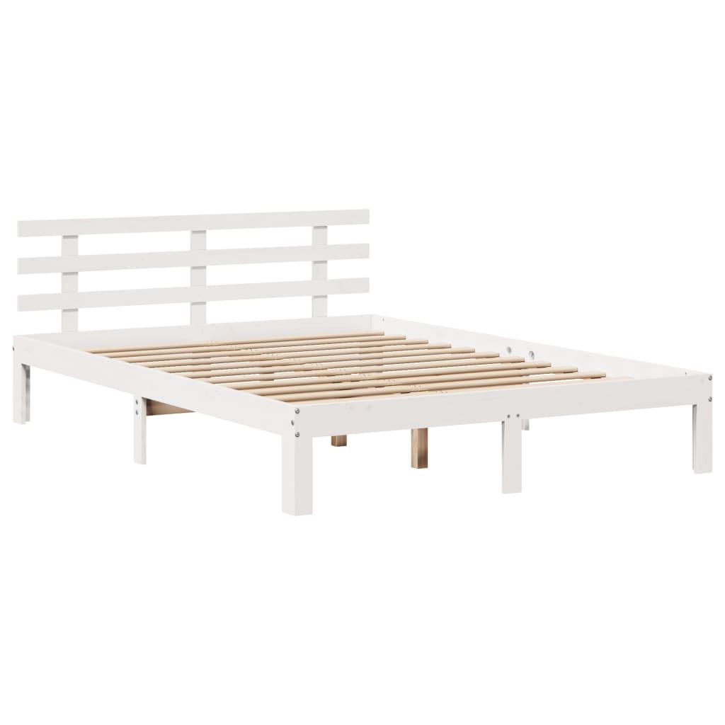 Sengeramme med hovedgærde uden madras Hvid 140x190 cm