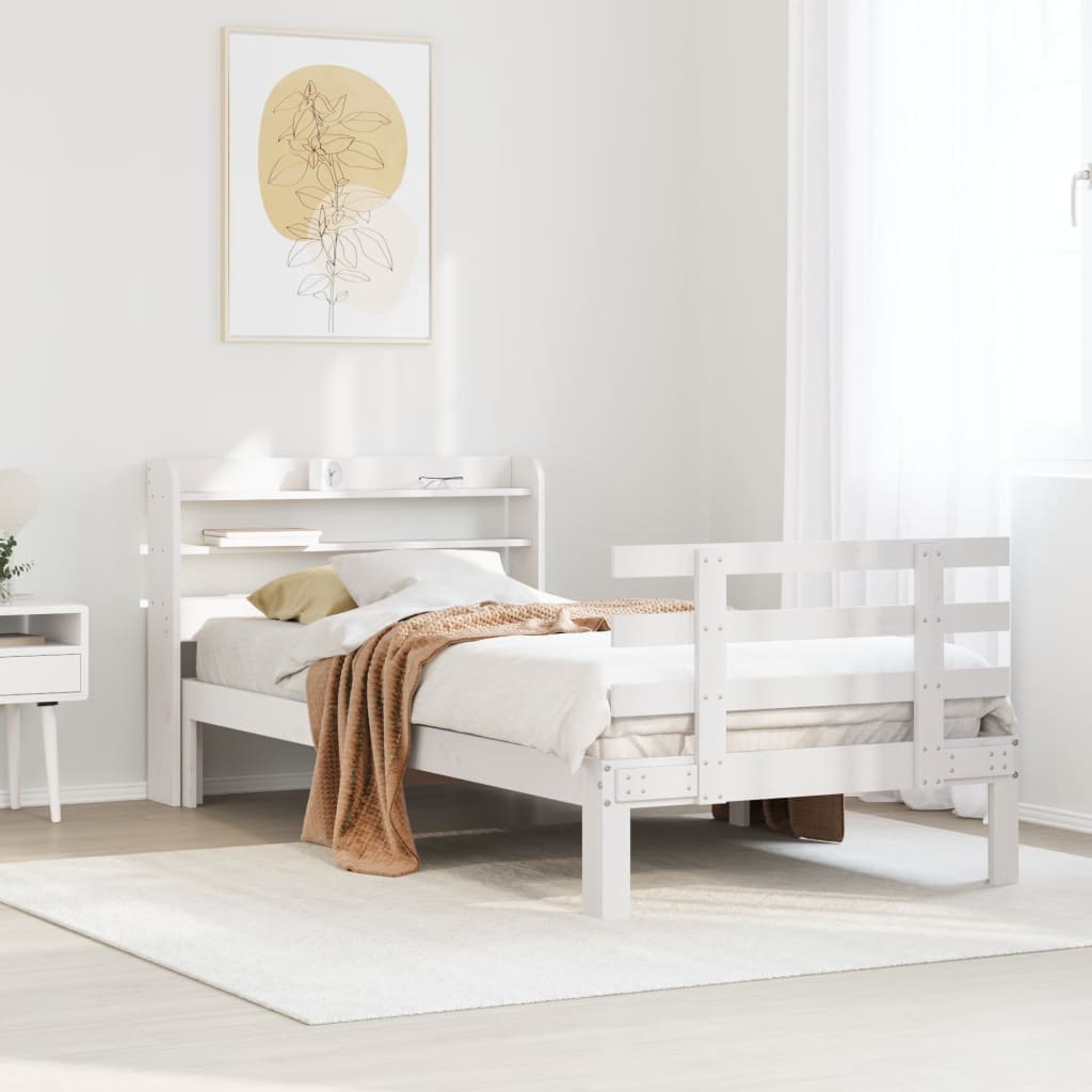 Sengeramme med hovedgærde uden madras Hvid 90x200 cm