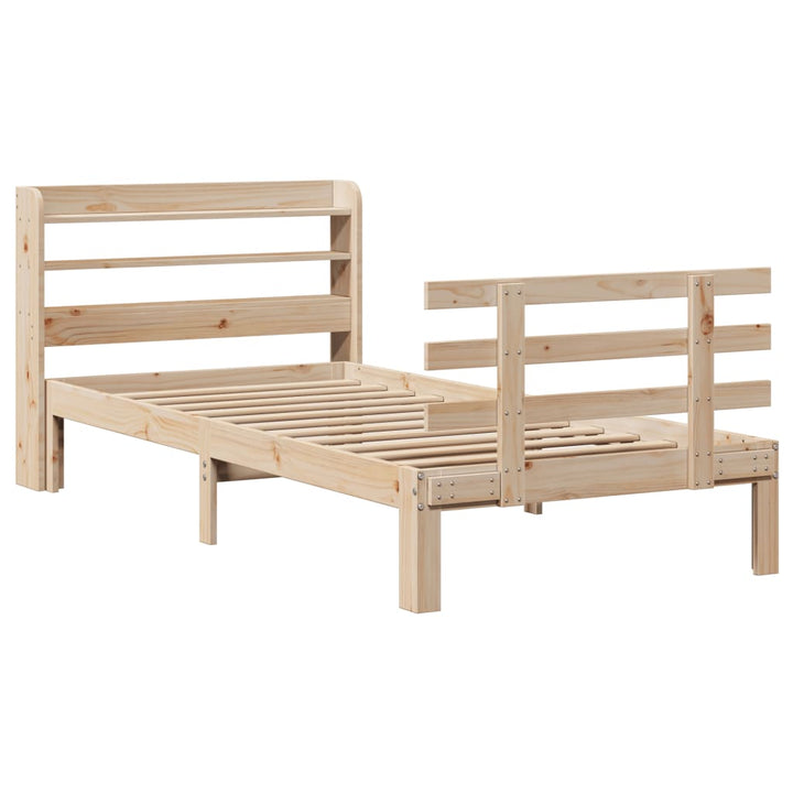 sengeramme med sengegavl 100x200 cm massivt fyrretræ