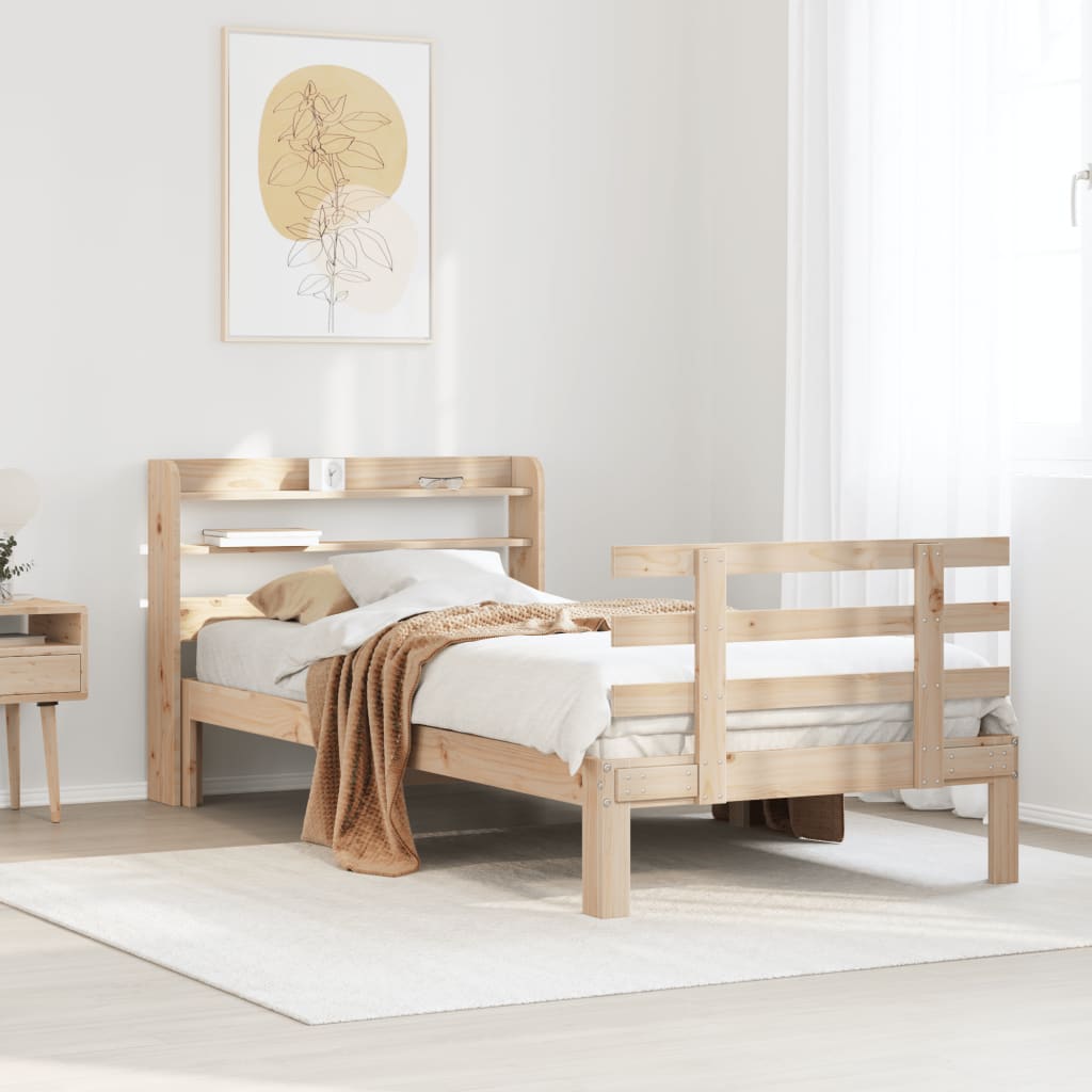 sengeramme med sengegavl 100x200 cm massivt fyrretræ