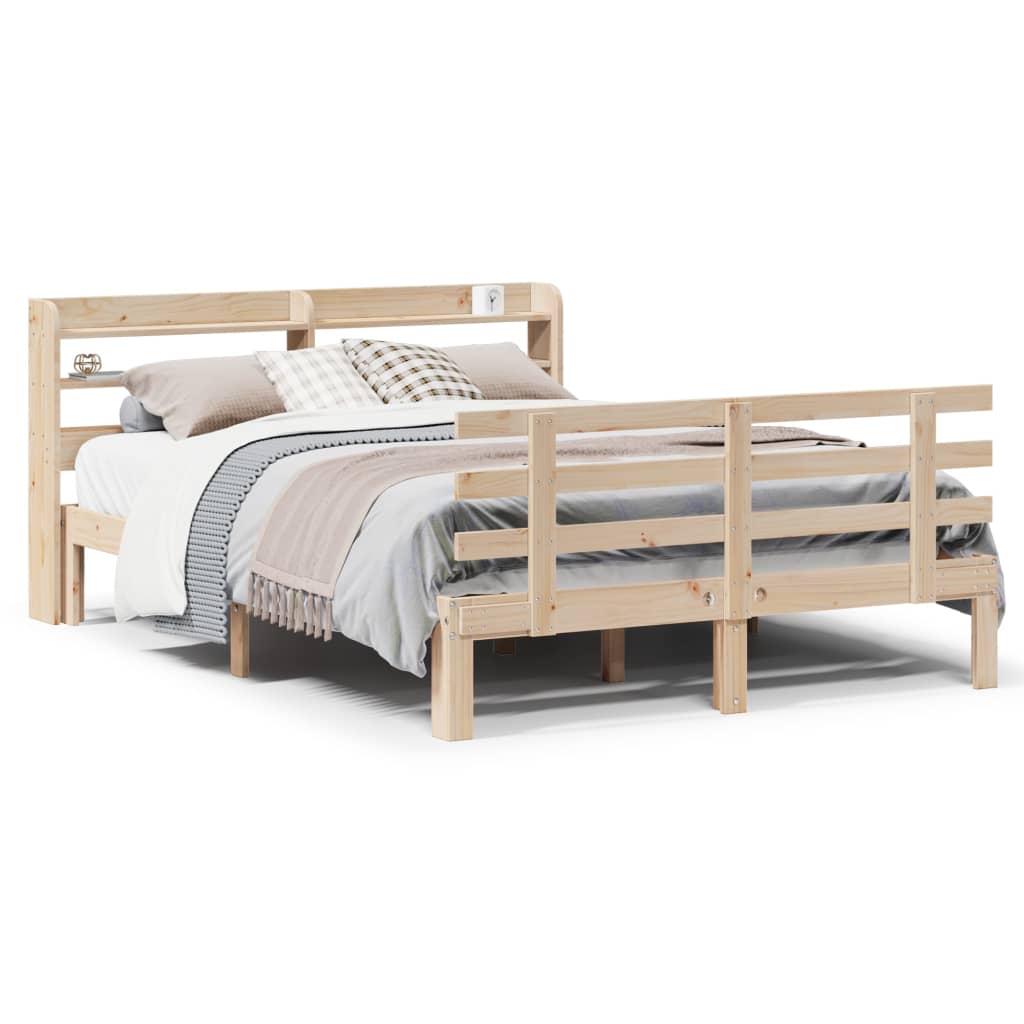 sengeramme med sengegavl 150x200 cm massivt fyrretræ