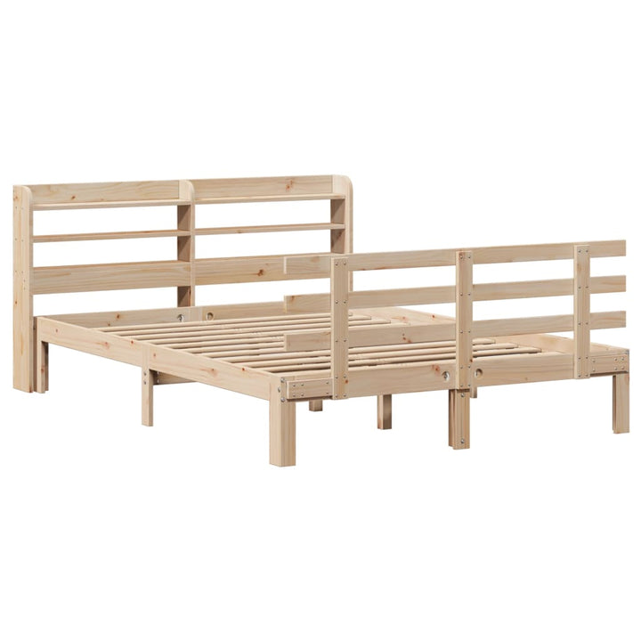 sengeramme med sengegavl 150x200 cm massivt fyrretræ
