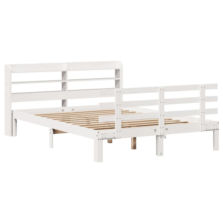 sengeramme med sengegavl 150x200 cm massivt fyrretræ hvid