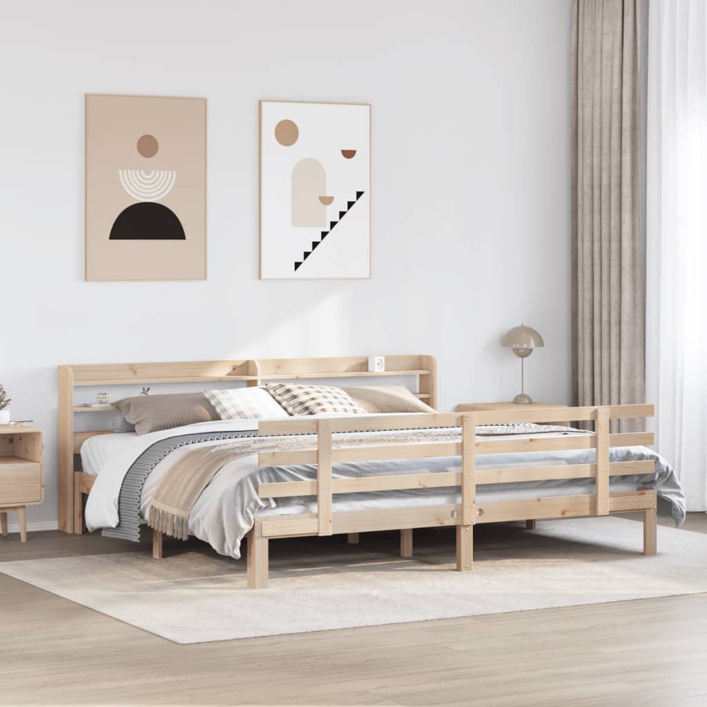 sengeramme med sengegavl 180x200 cm massivt fyrretræ