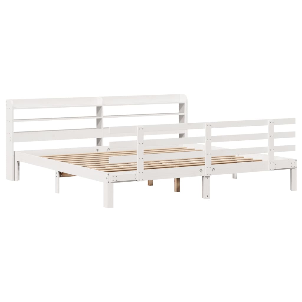 Sengeramme med hovedgærde uden madras Hvid 180x200 cm