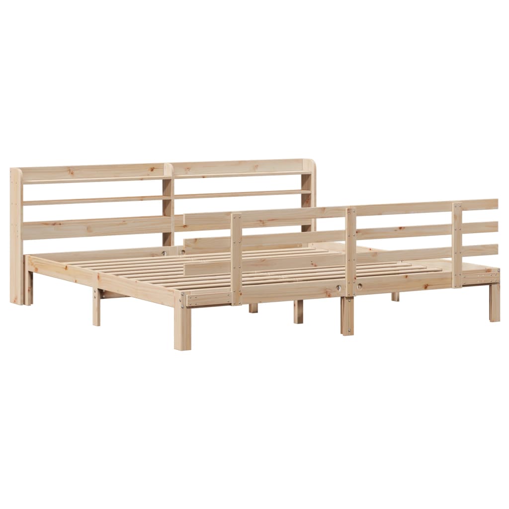 sengeramme med sengegavl 200x200 cm massivt fyrretræ