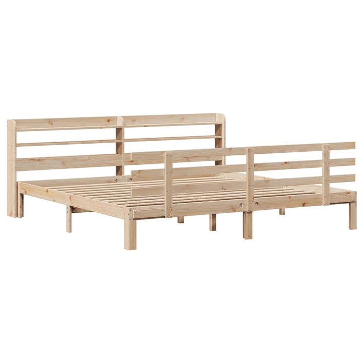 sengeramme med sengegavl 200x200 cm massivt fyrretræ
