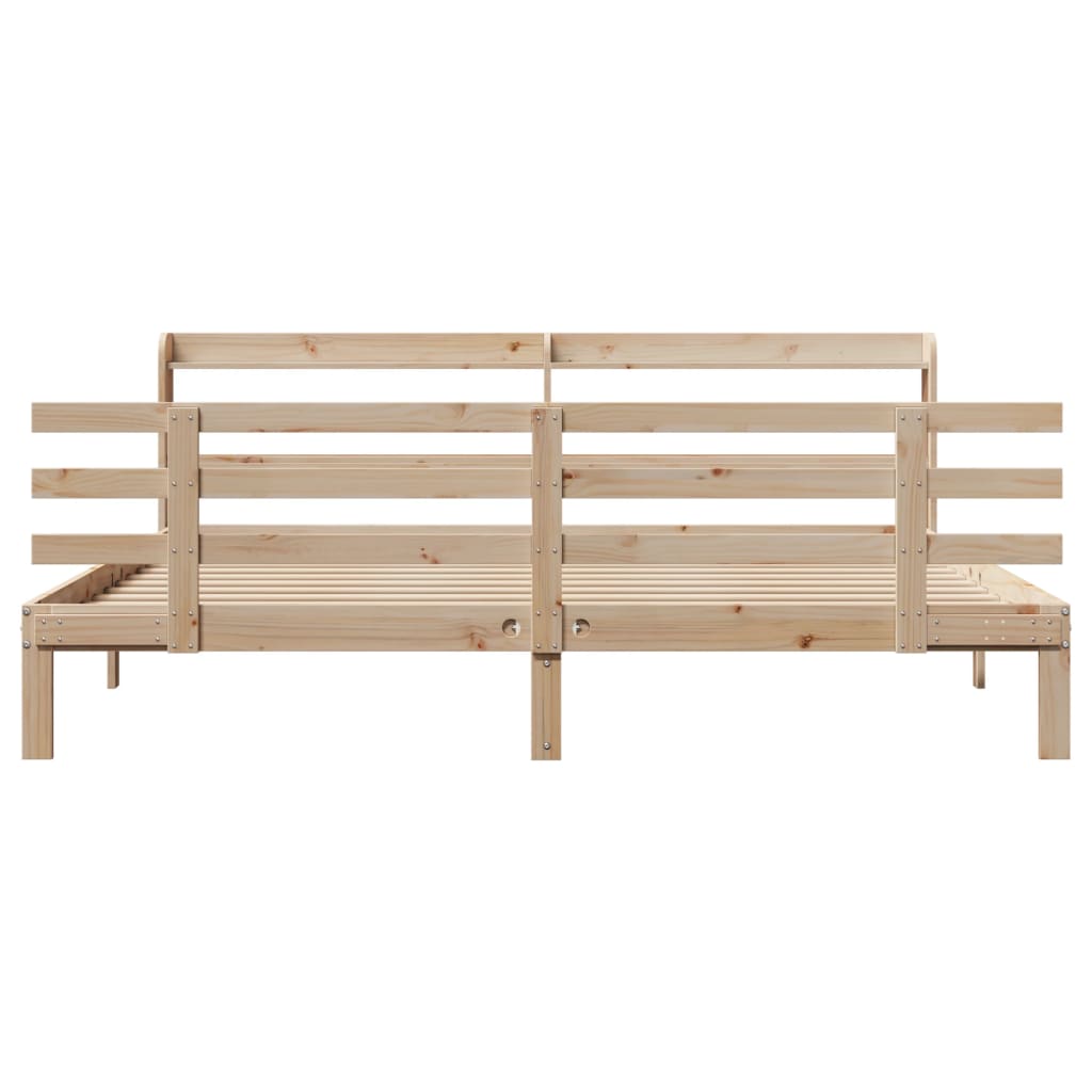 sengeramme med sengegavl 200x200 cm massivt fyrretræ