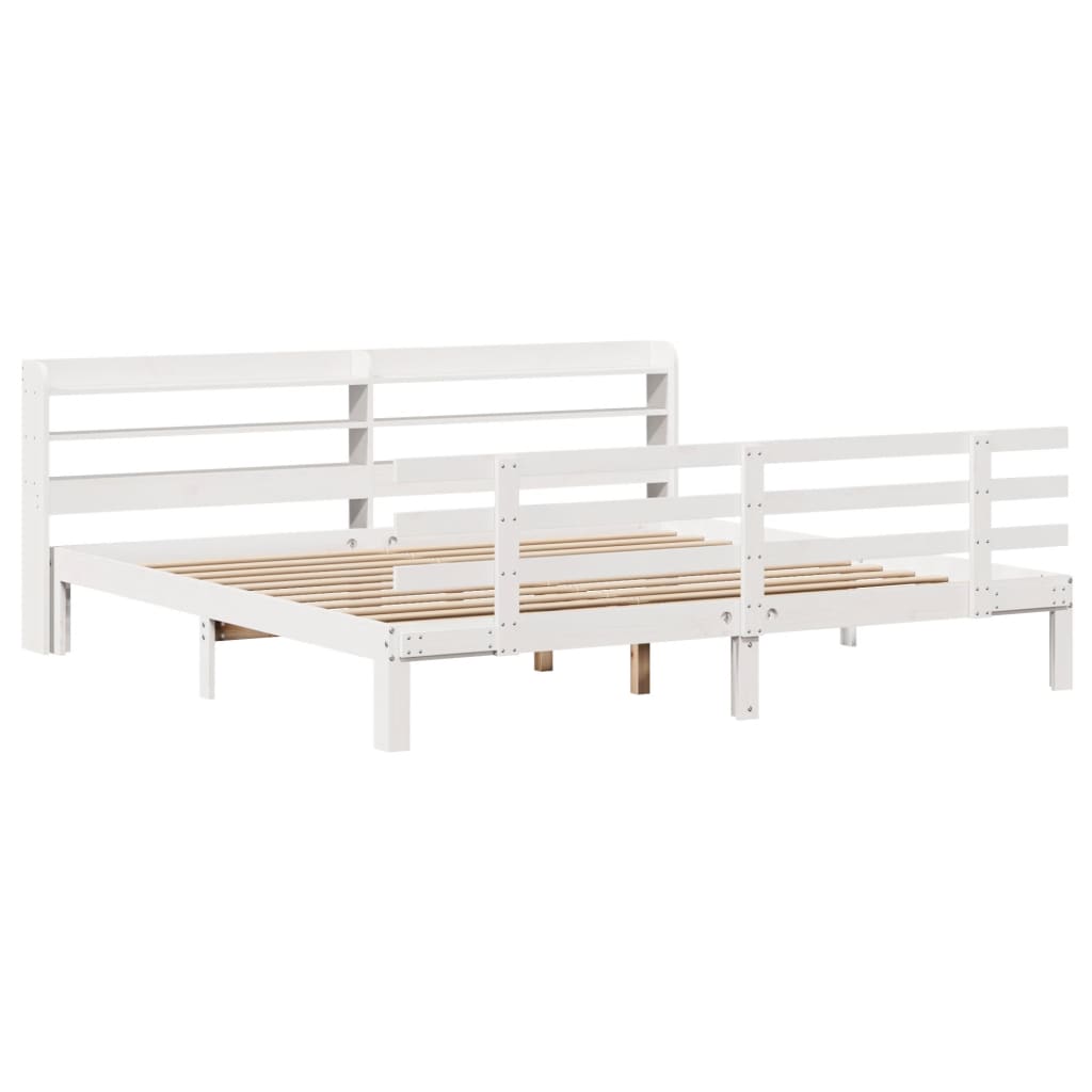 Sengeramme med hovedgærde uden madras Hvid 200x200 cm