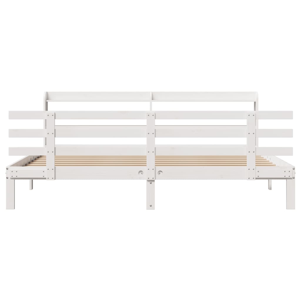Sengeramme med hovedgærde uden madras Hvid 200x200 cm