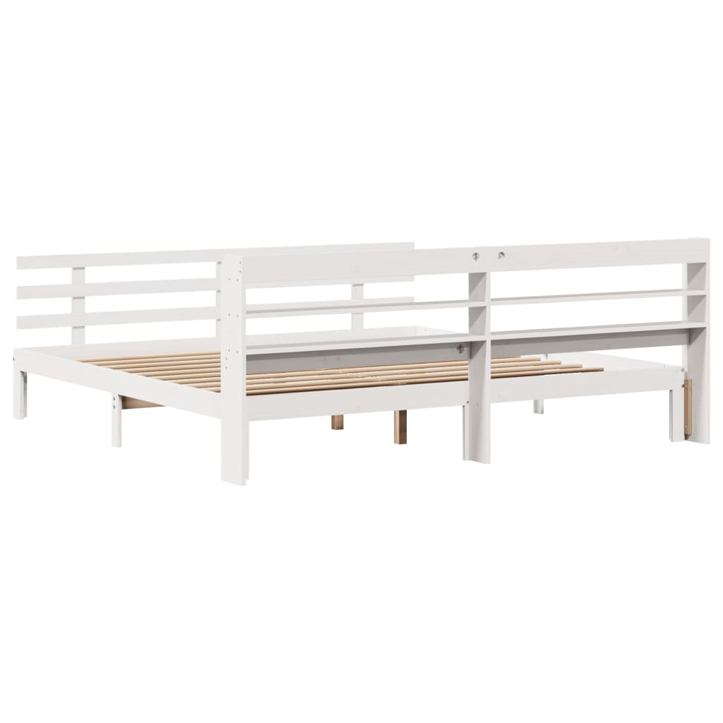 Sengeramme med hovedgærde uden madras Hvid 200x200 cm