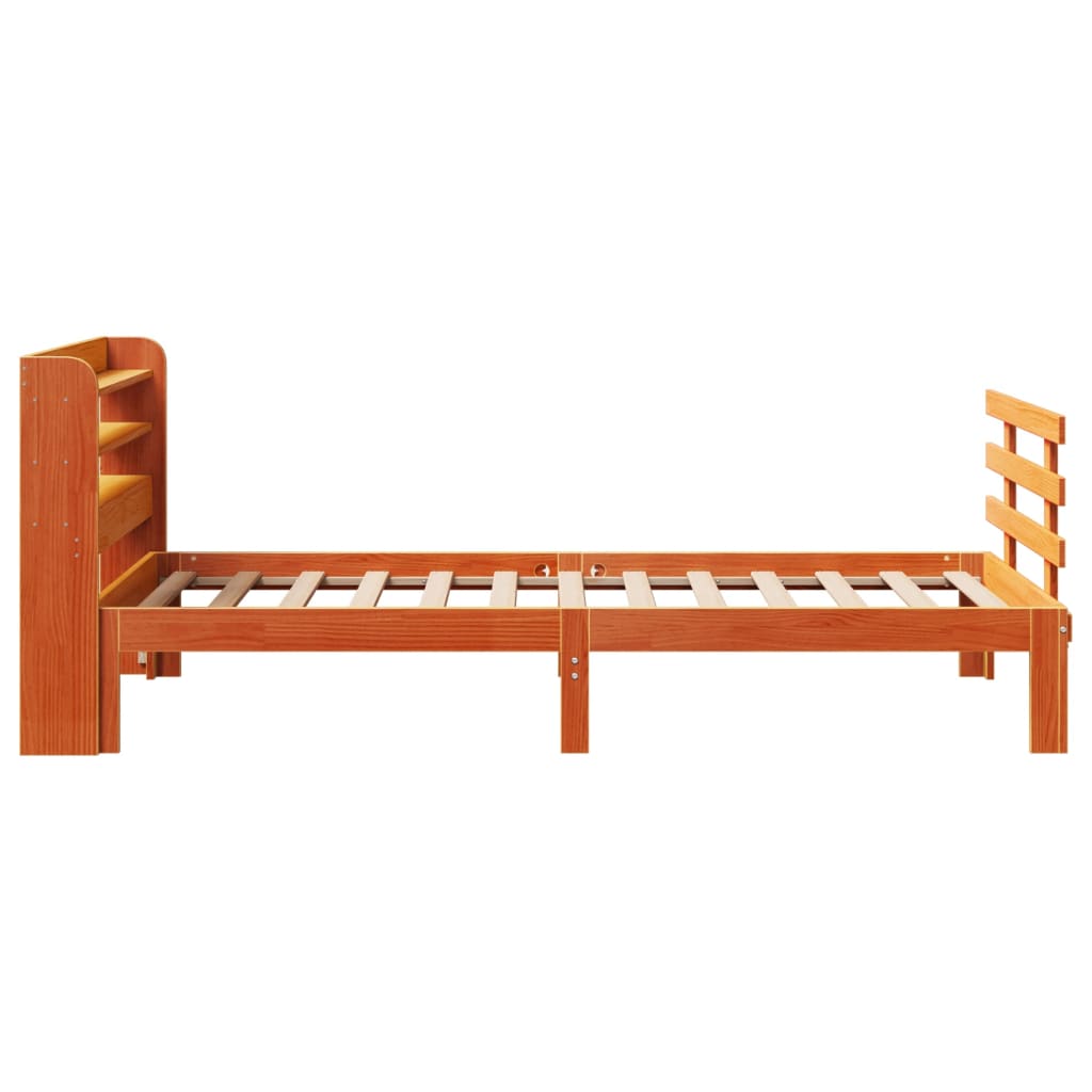 sengeramme med sengegavl 100x200 cm massivt fyrretræ gyldenbrun