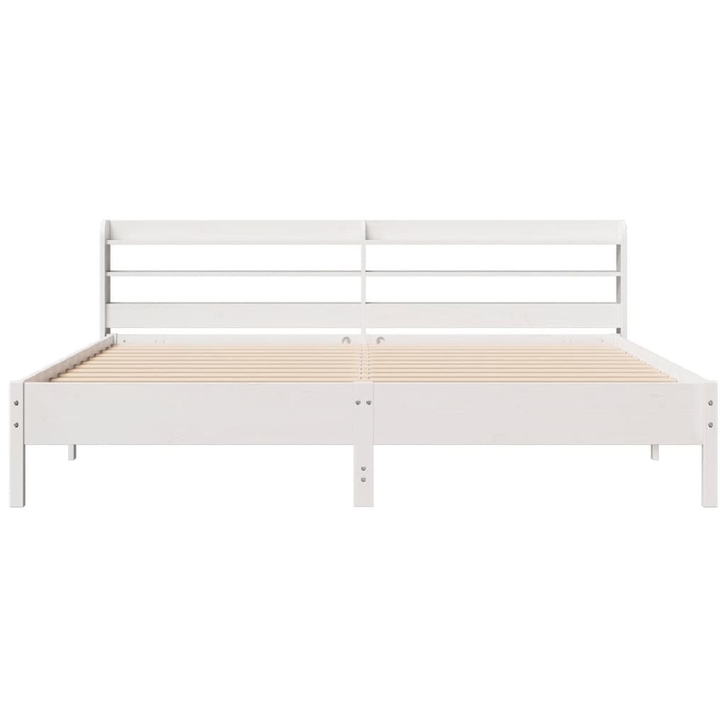 sengeramme uden madras 200x200 cm massivt fyrretræ hvid