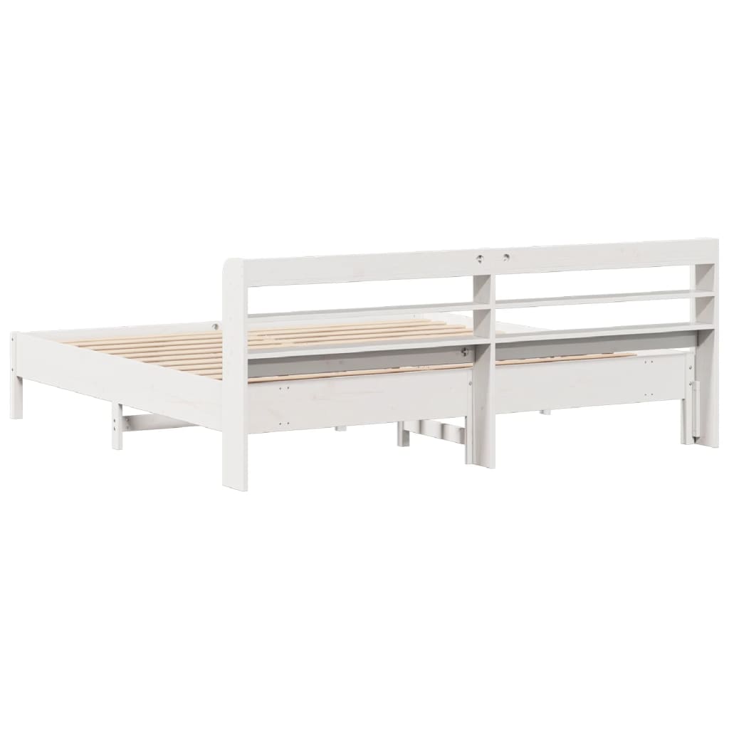 sengeramme uden madras 200x200 cm massivt fyrretræ hvid