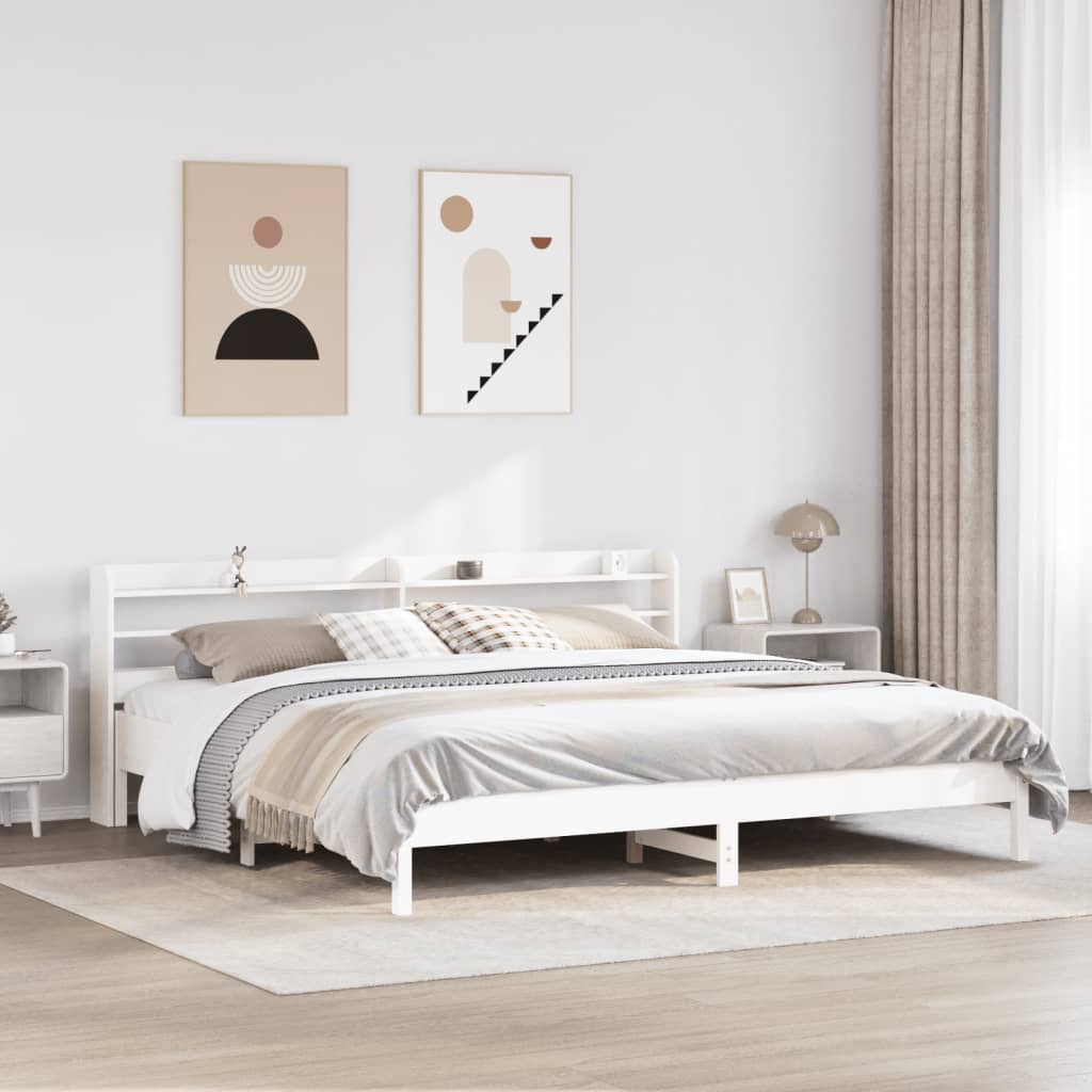 sengeramme uden madras 180x200 cm massivt fyrretræ hvid