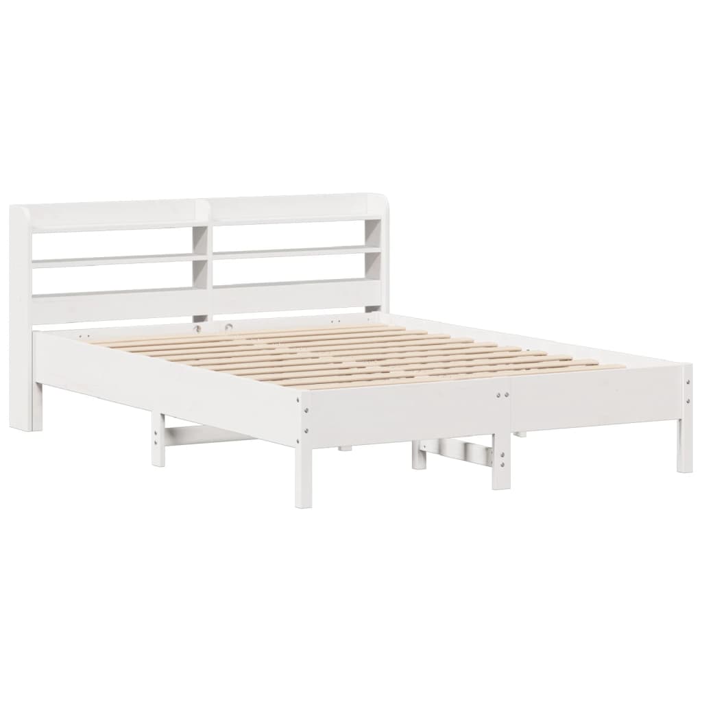 sengeramme uden madras 150x200 cm massivt fyrretræ hvid
