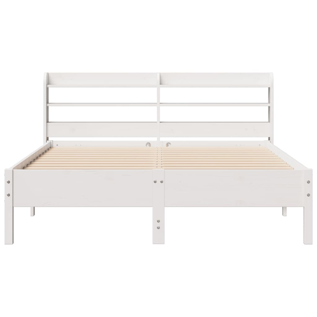 sengeramme uden madras 150x200 cm massivt fyrretræ hvid