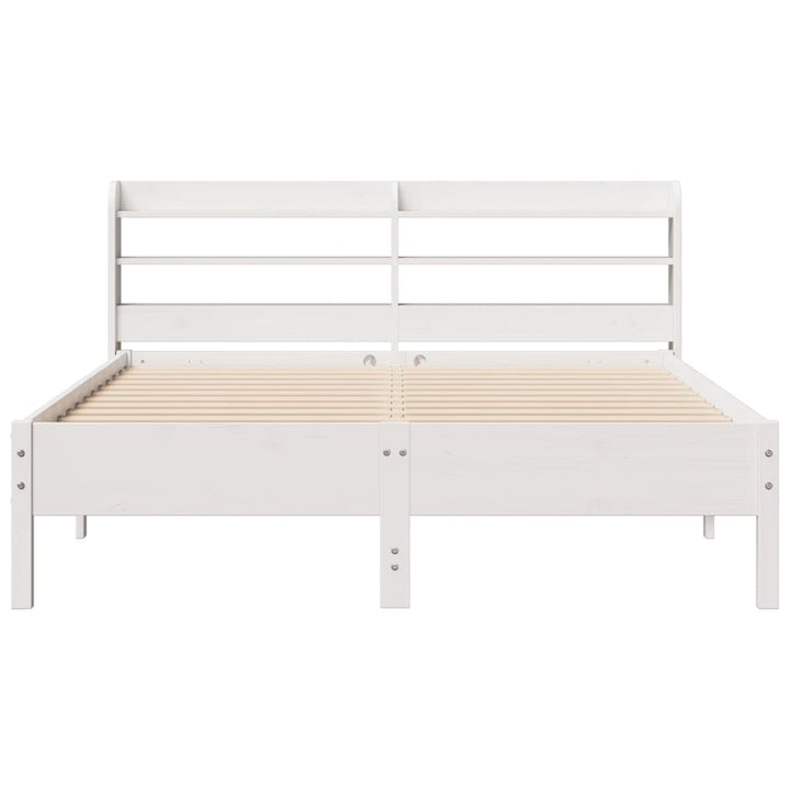 sengeramme uden madras 150x200 cm massivt fyrretræ hvid