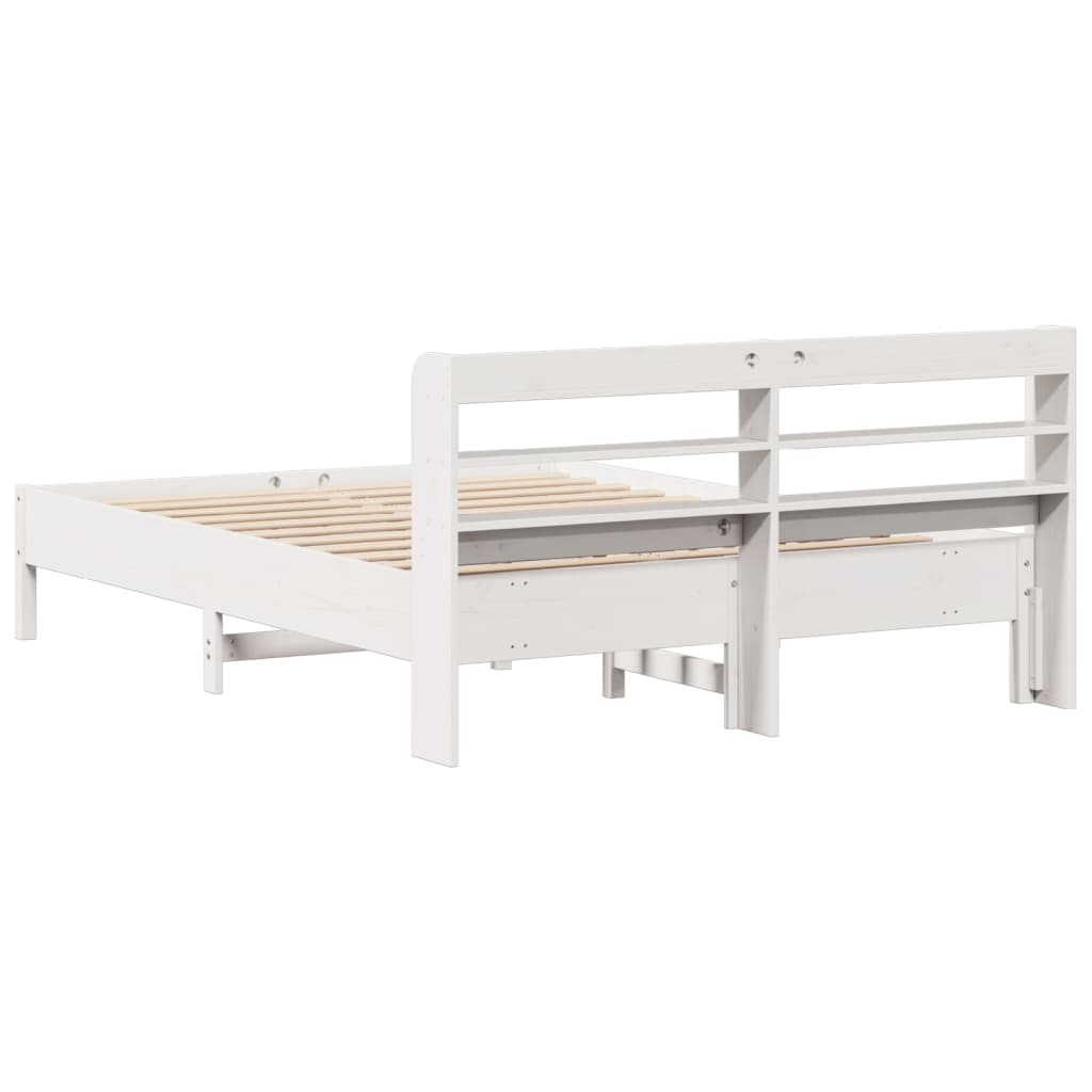 sengeramme uden madras 150x200 cm massivt fyrretræ hvid