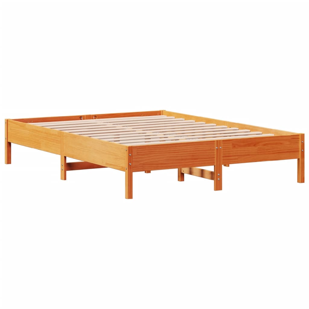 sengeramme uden madras 150x200 cm massivt fyrretræ gyldenbrun