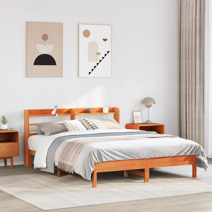 sengeramme uden madras 150x200 cm massivt fyrretræ gyldenbrun
