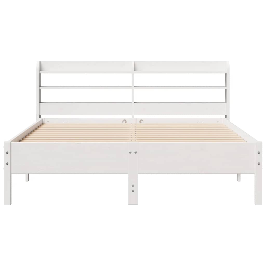 sengeramme uden madras 140x200 cm massivt fyrretræ hvid
