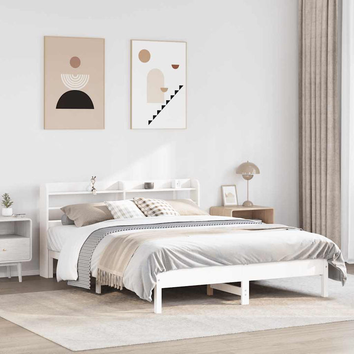 sengeramme uden madras 140x200 cm massivt fyrretræ hvid