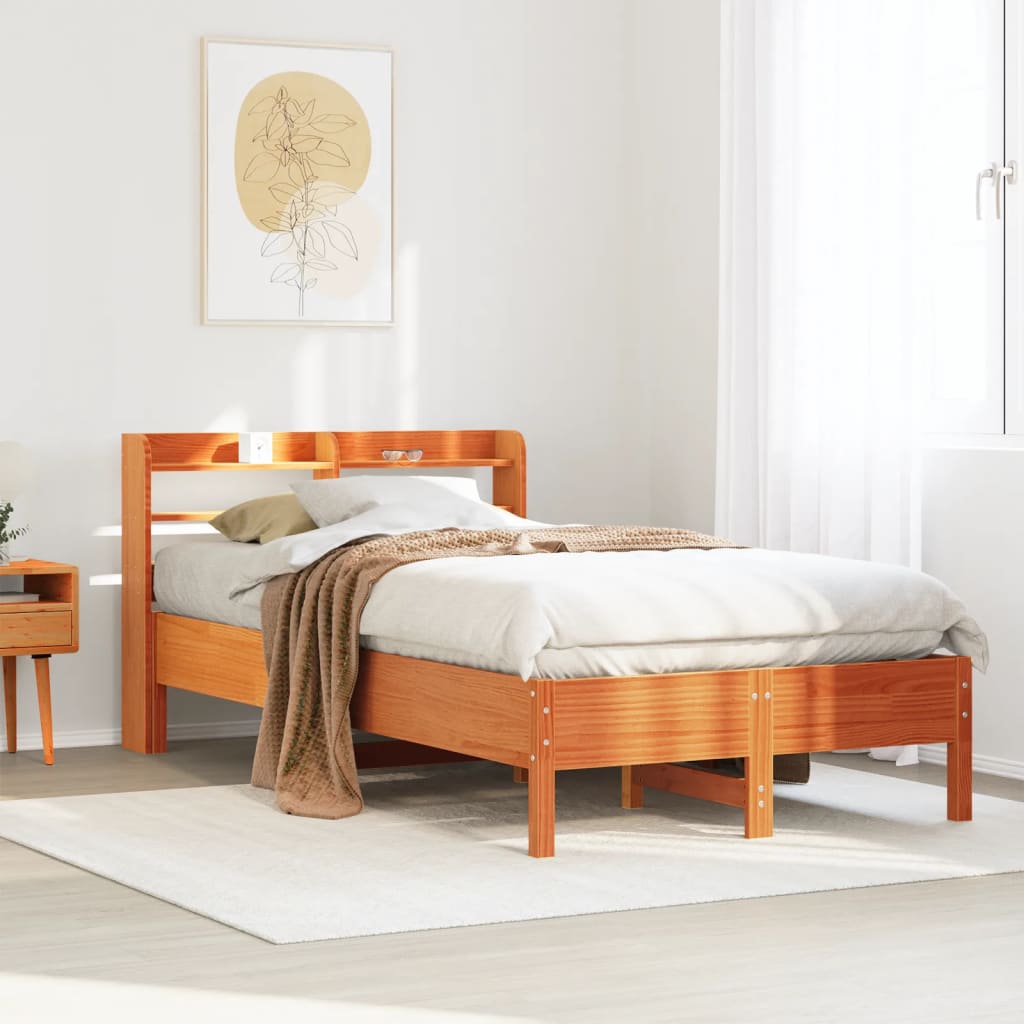 sengeramme uden madras 120x200 cm massivt fyrretræ gyldenbrun