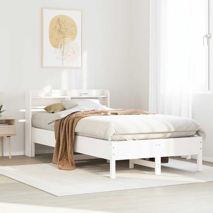 sengeramme uden madras 100x200 cm massivt fyrretræ hvid