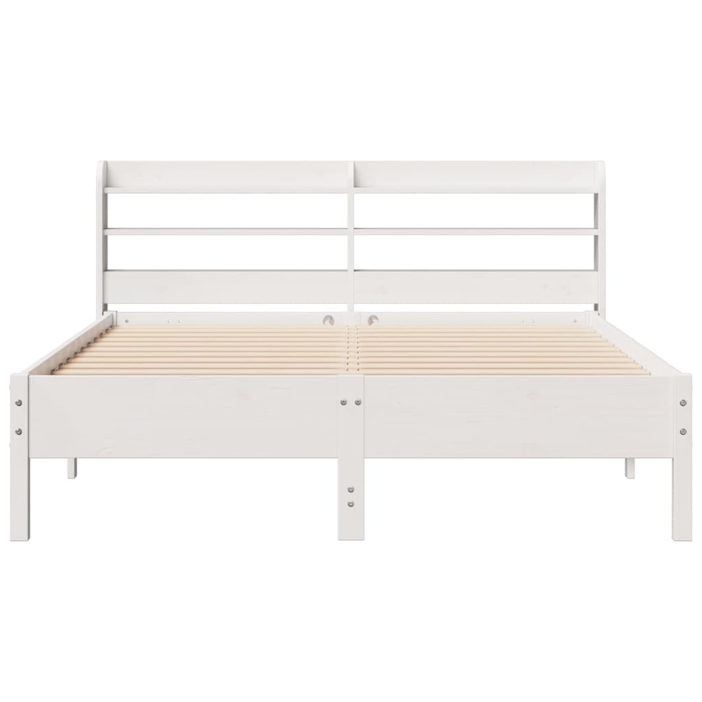sengeramme uden madras 140x190 cm massivt fyrretræ hvid