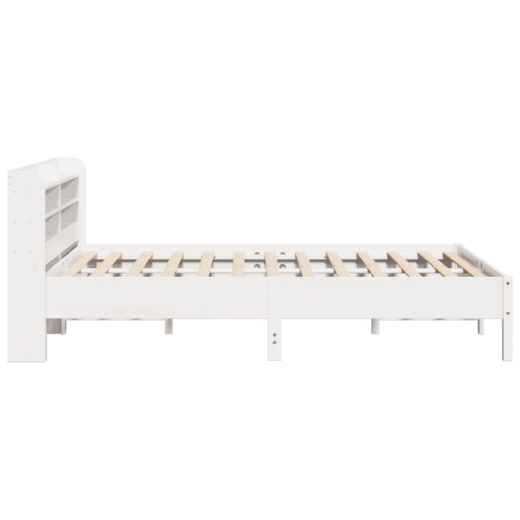 sengeramme uden madras 140x190 cm massivt fyrretræ hvid