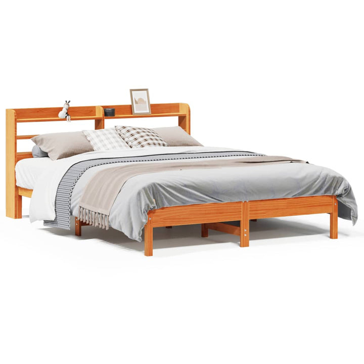 sengeramme uden madras 140x190 cm massivt fyrretræ gyldenbrun