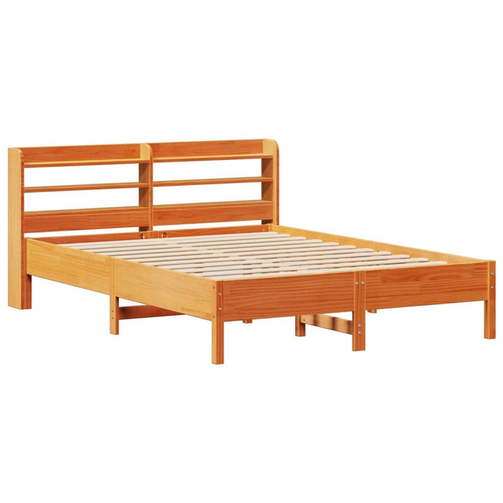 sengeramme uden madras 140x190 cm massivt fyrretræ gyldenbrun