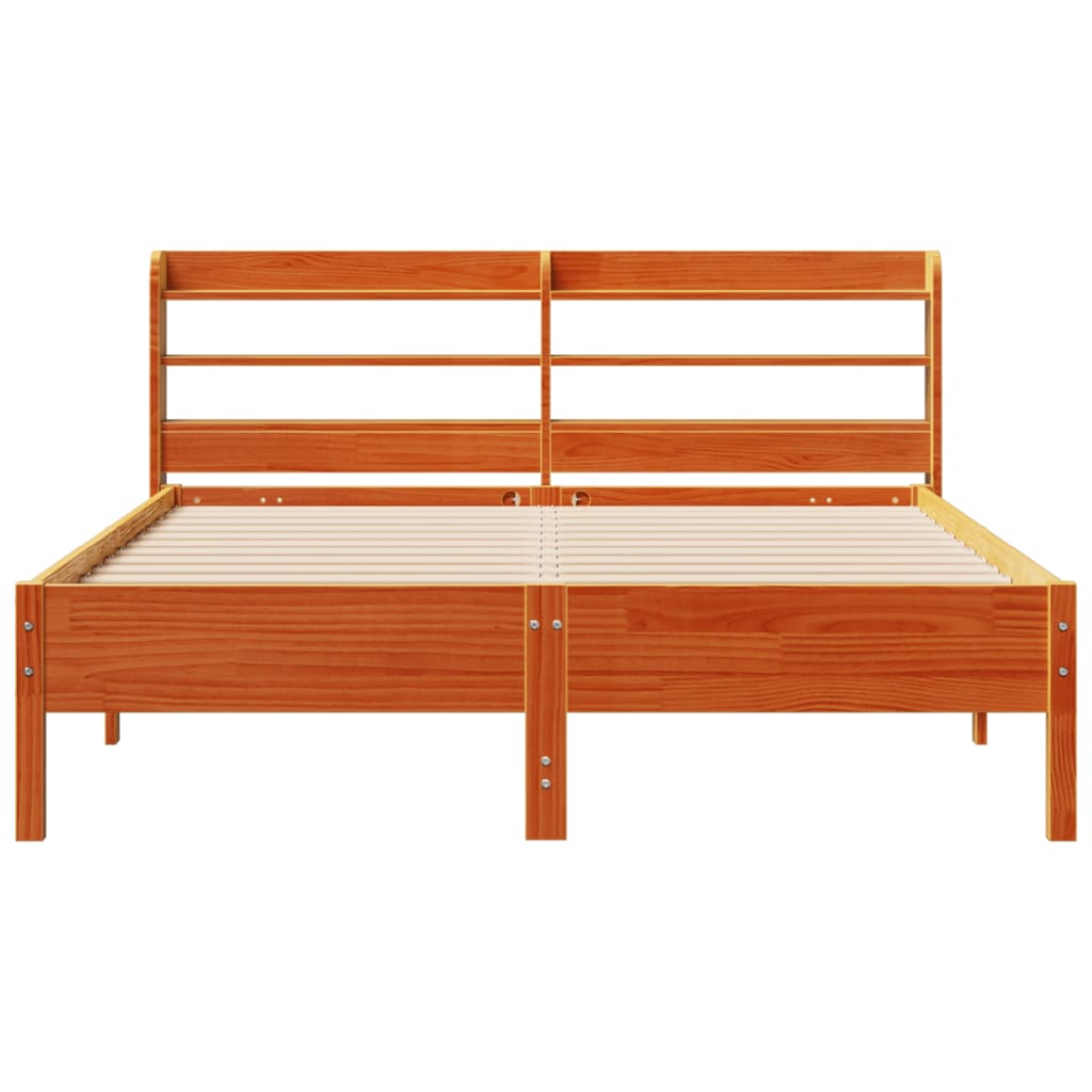 sengeramme uden madras 140x190 cm massivt fyrretræ gyldenbrun