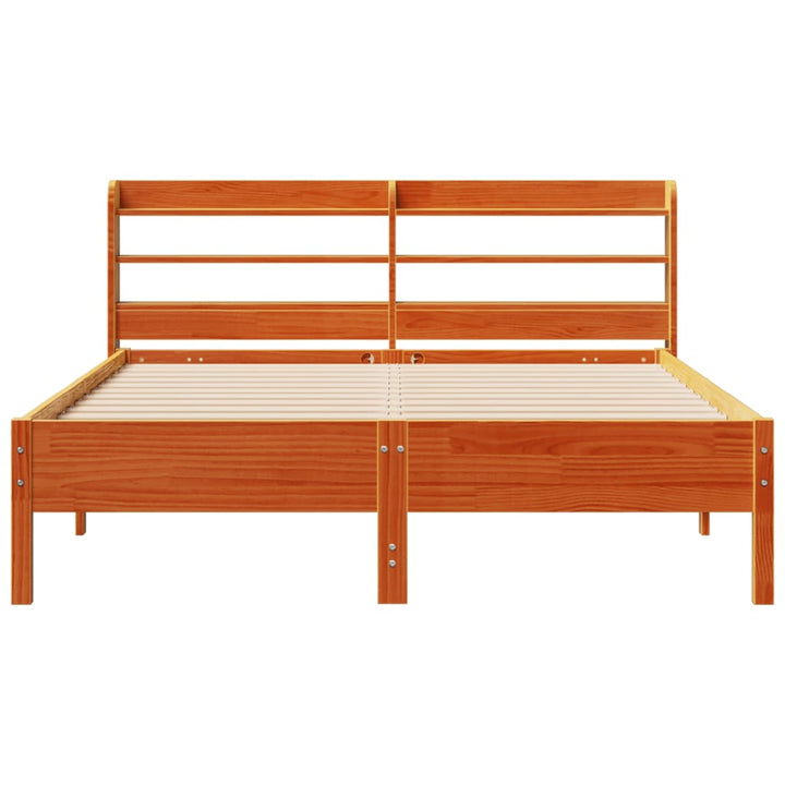 sengeramme uden madras 140x190 cm massivt fyrretræ gyldenbrun