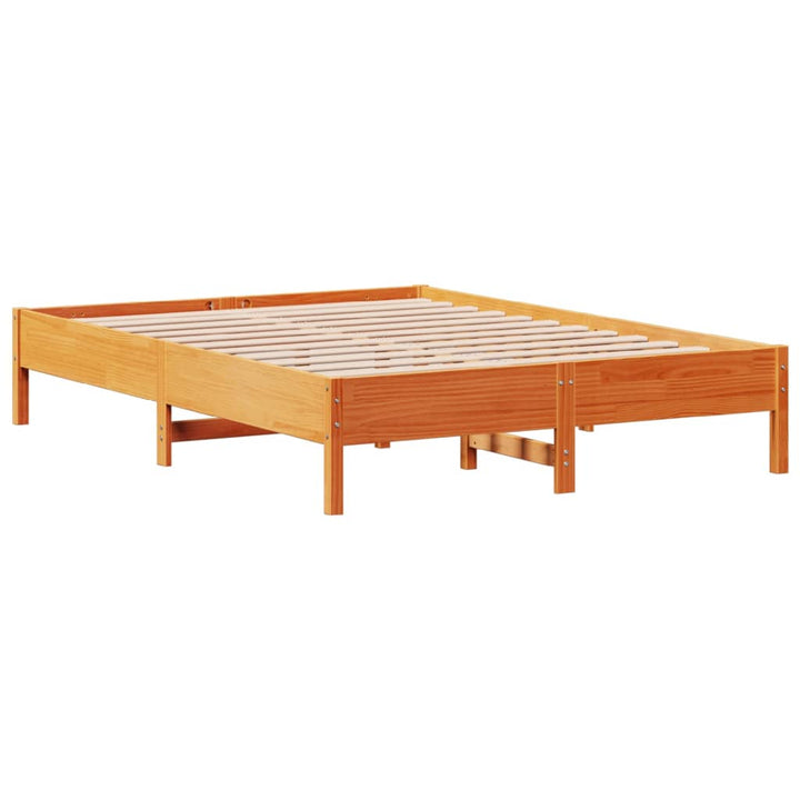 sengeramme uden madras 140x190 cm massivt fyrretræ gyldenbrun