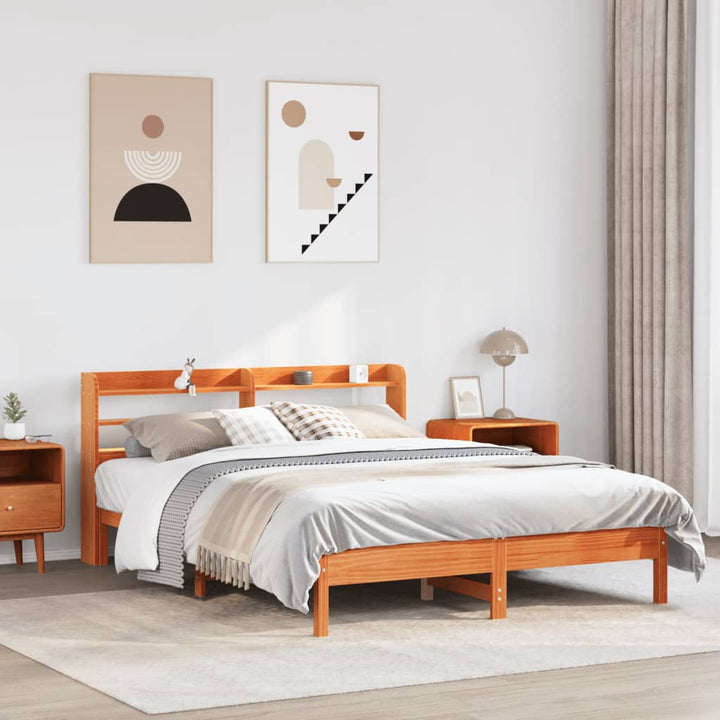 sengeramme uden madras 140x190 cm massivt fyrretræ gyldenbrun